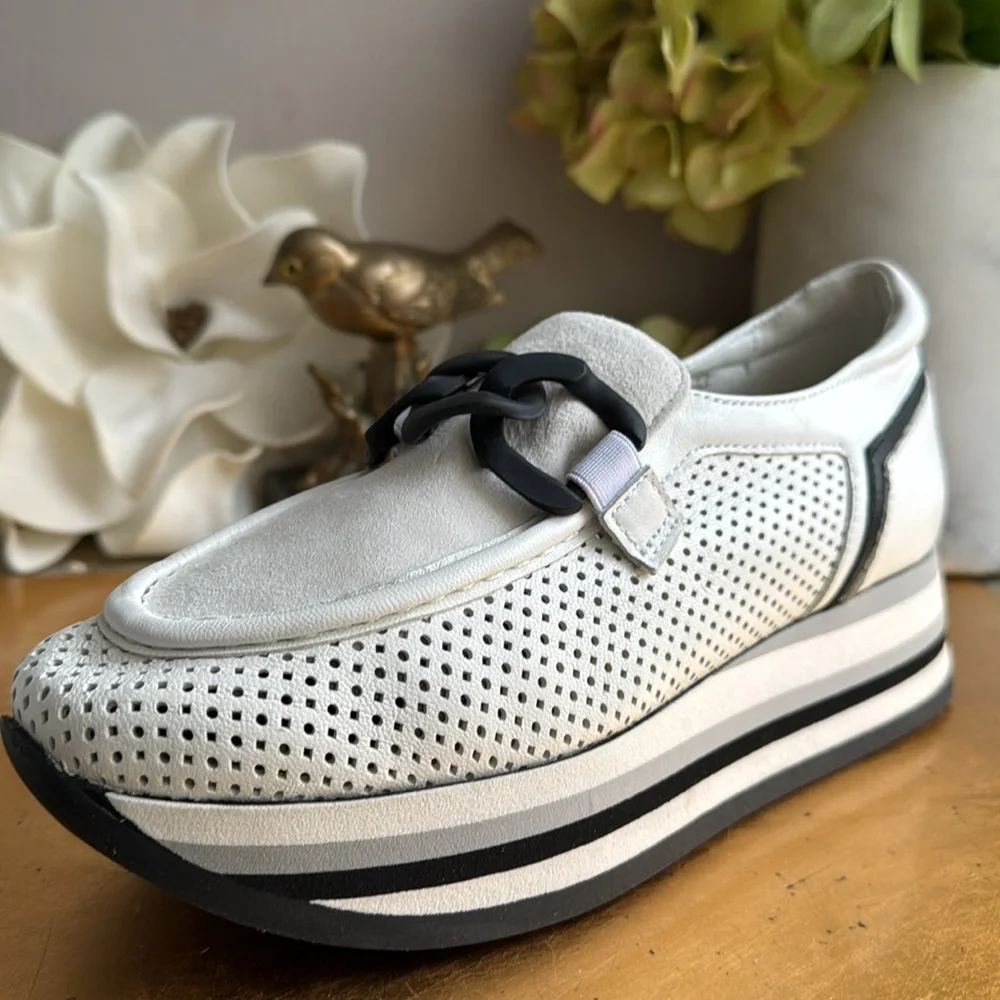 Softwaves Cassie Platform Loafers in White Ice - Picture 7 of 16